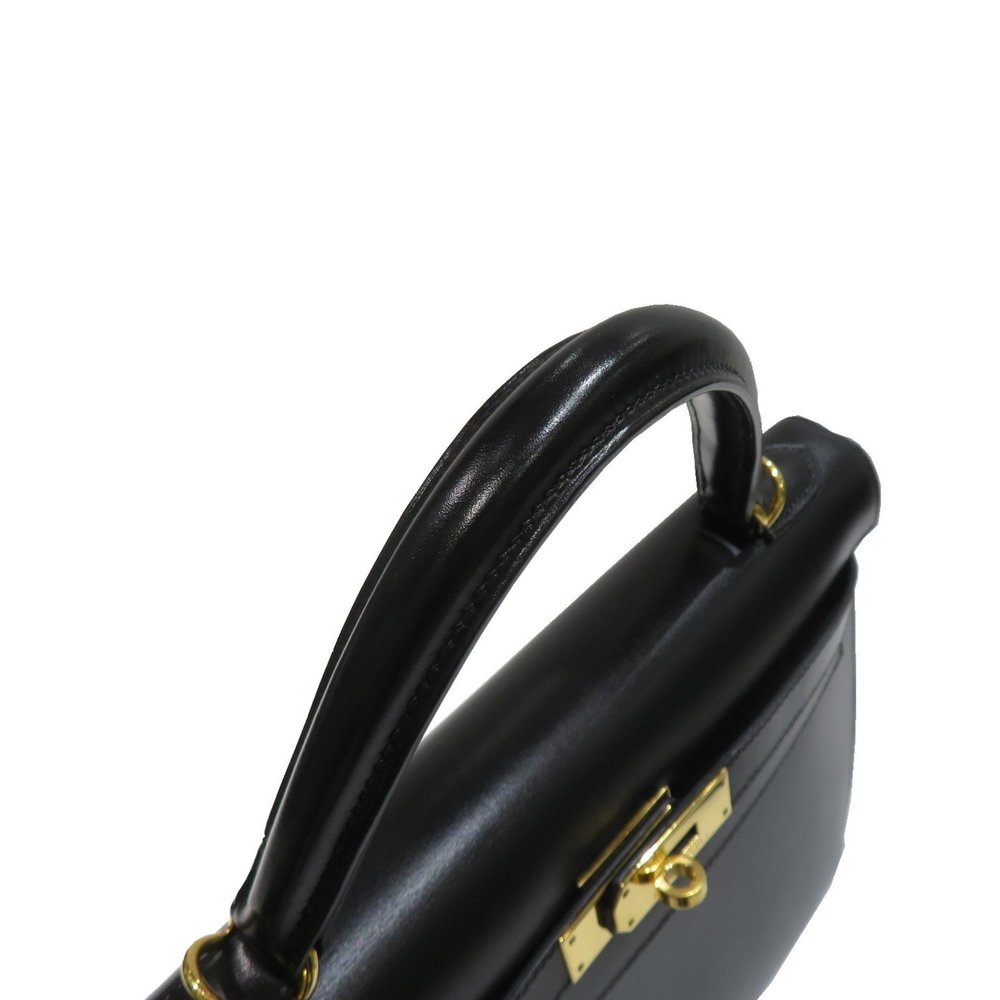HERMES Kelly 32 Outer stitching Handbag Black/G hardware Box calf □I stamp D1... - Picture 11 of 16